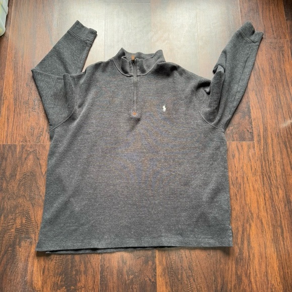 Polo Ralph Lauren Charcoal Knit Quarter Zip collared Sweater 2XL GuC - Picture 8 of 11
